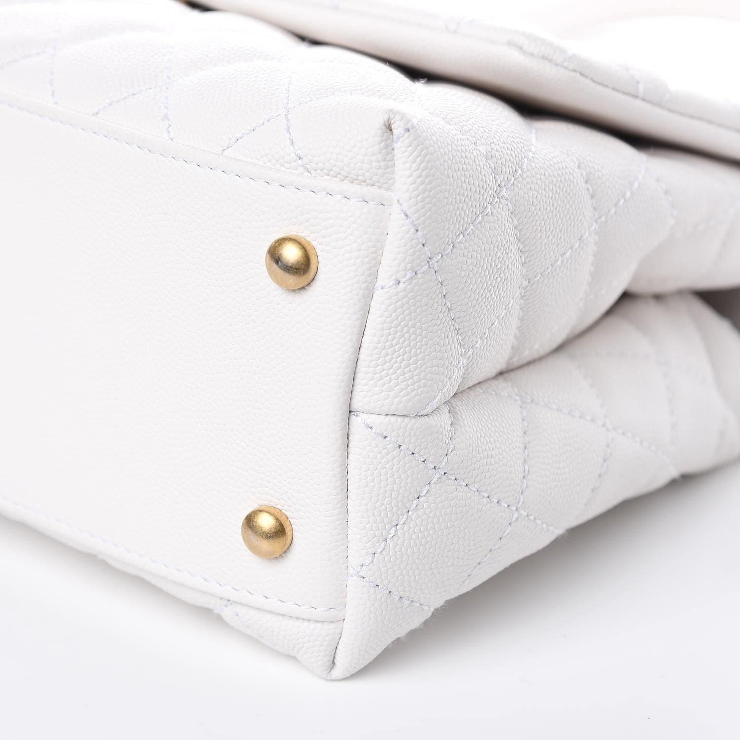 Chanel Caviar Lizard Quilted Small Coco Handle Flap White Beige 9 of 10