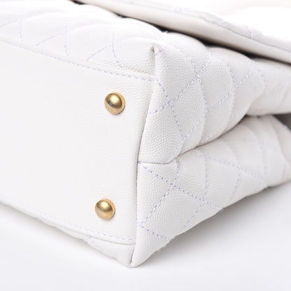 Chanel Caviar Lizard Quilted Small Coco Handle Flap White Beige 9 of 10