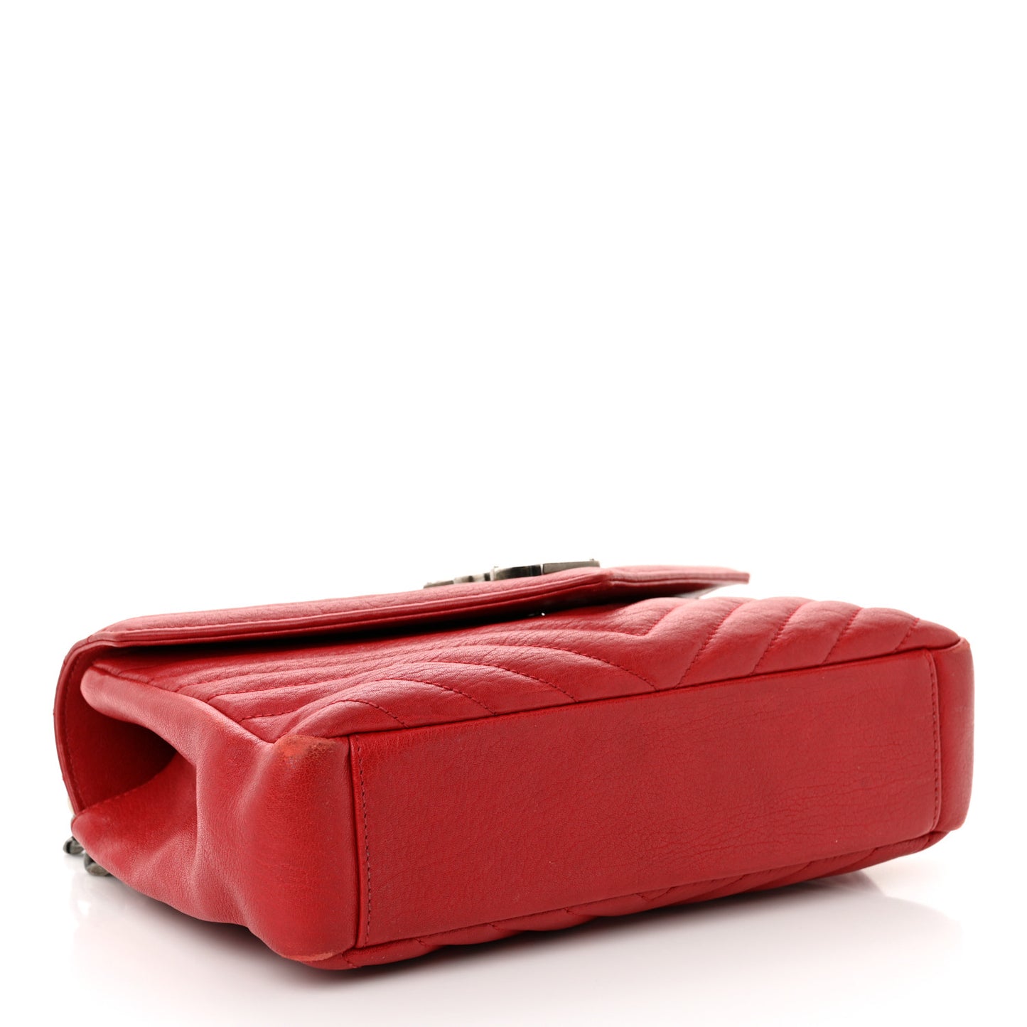 Sheepskin Matelasse Chevron Monogram Medium College Bag Rouge
