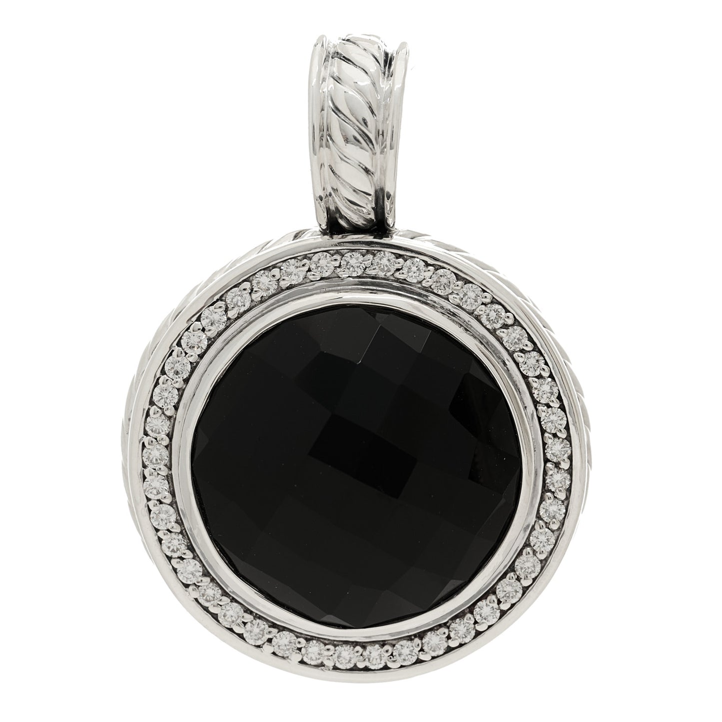 Sterling Silver Diamond Black Onyx 18mm Cerise Enhancer Pendant
