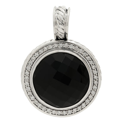 David Yurman Sterling Silver Diamond Black Onyx 18mm Cerise Enhancer Pendant 1 of 4