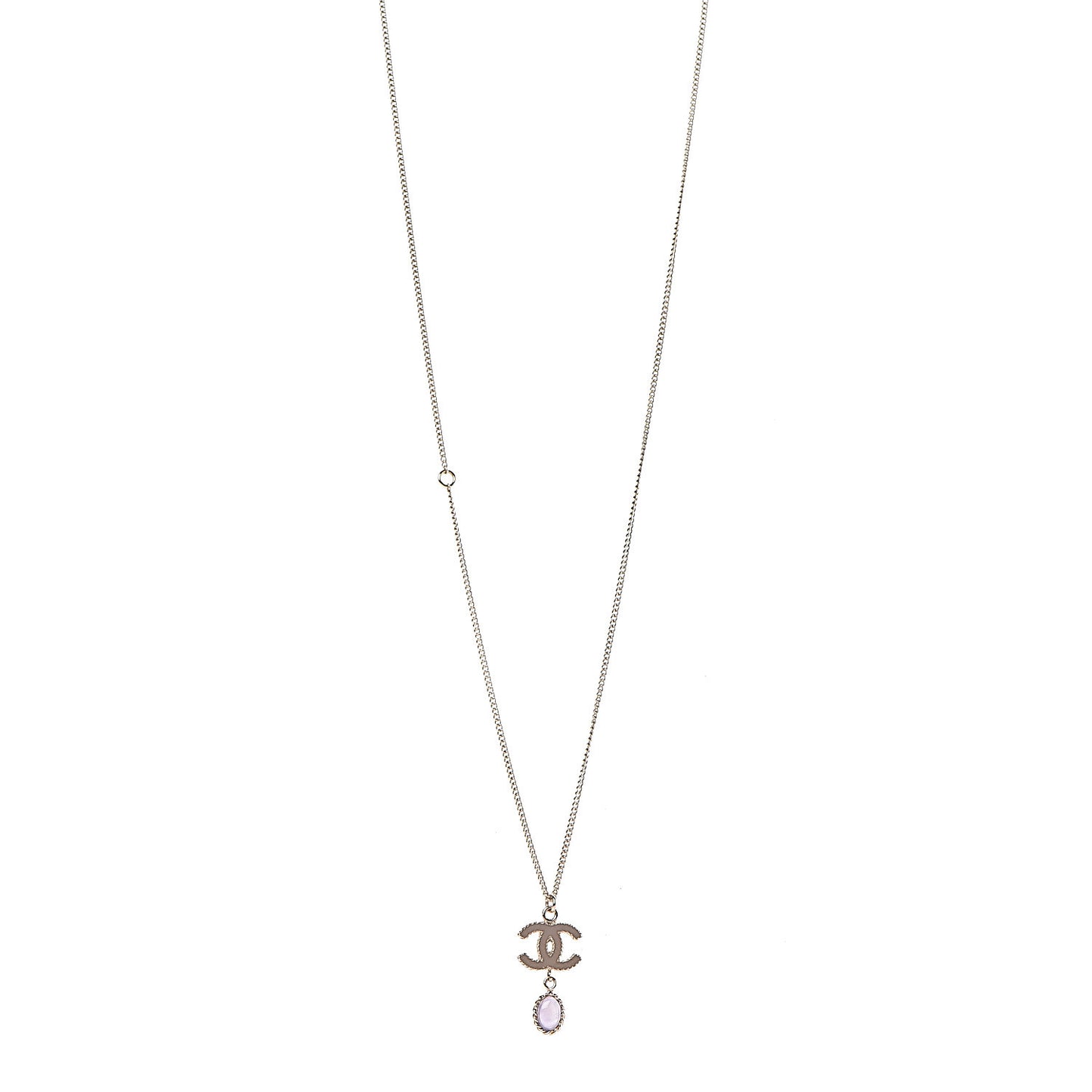 Enamel CC Drop Necklace Gold