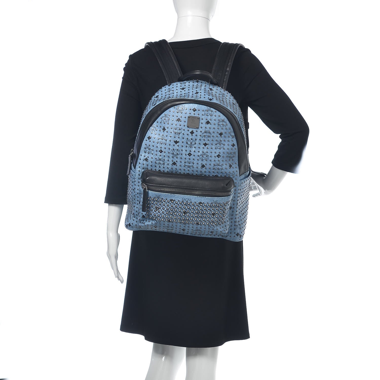 MCM Visetos Studded Medium Backpack Blue 2 of 15