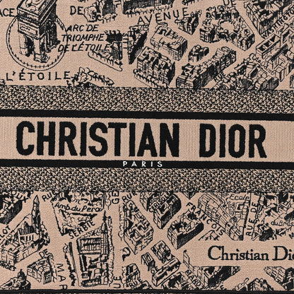 Christian Dior Canvas Embroidered Medium Plan De Paris Book Tote Beige Multi 8 of 11