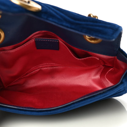 Gucci Velvet Matelasse Mini GG Marmont Shoulder Bag Cobalt Blue 5 of 15