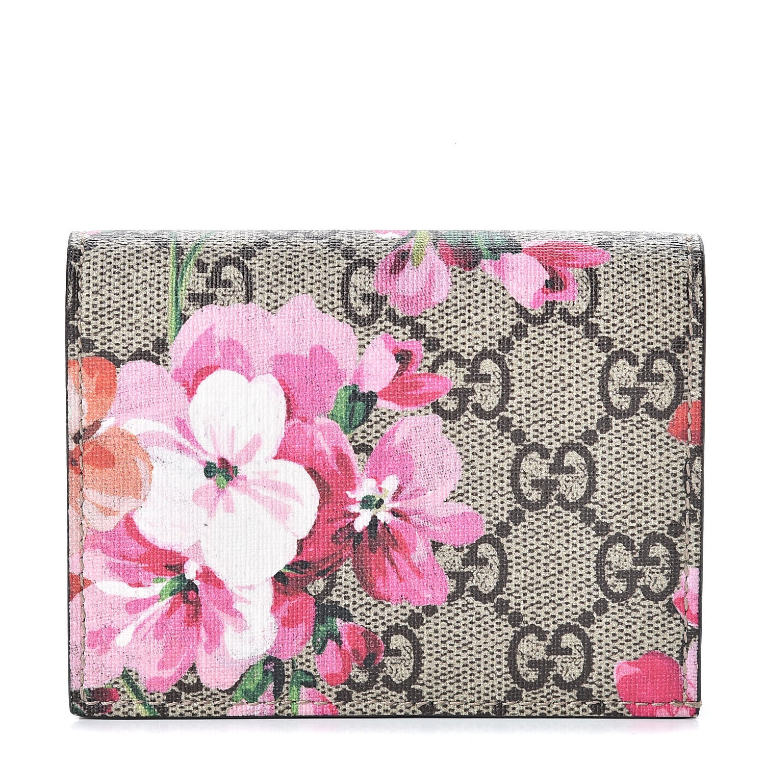 Gucci GG Supreme Monogram Blooms Card Case Beige Multicolor Dry Rose 1 of 10