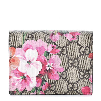Gucci GG Supreme Monogram Blooms Card Case Beige Multicolor Dry Rose 1 of 10