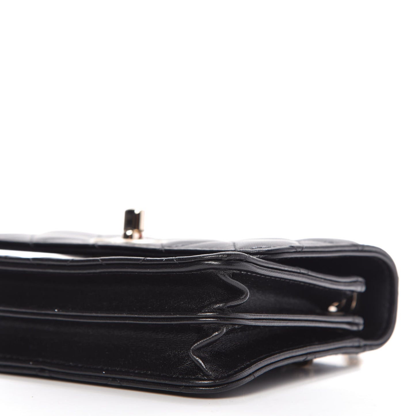 Lambskin Quilted Mini Trendy CC Wallet On Chain WOC Black