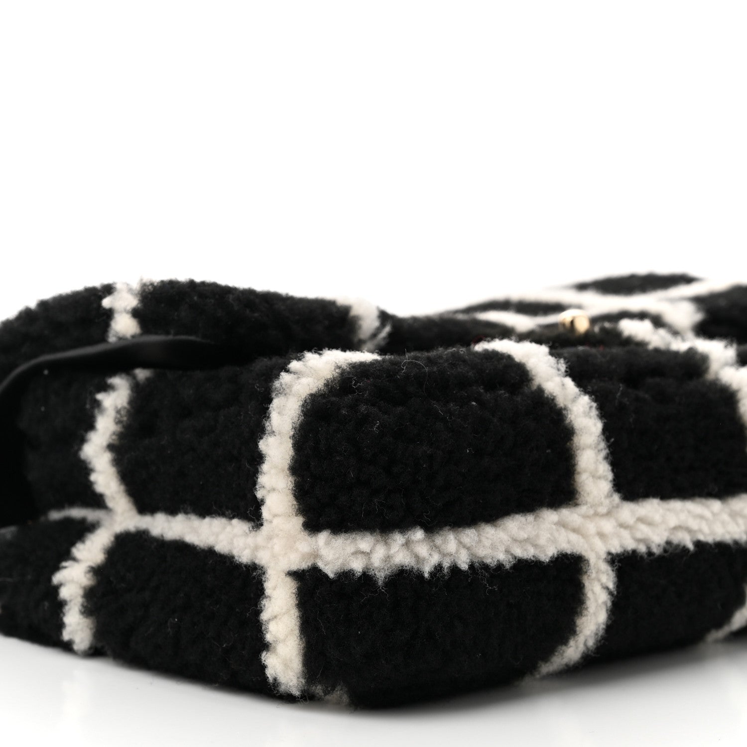 Chanel Shearling Lambskin Large Fluffy Tartan Single Flap Black White 9 of 11