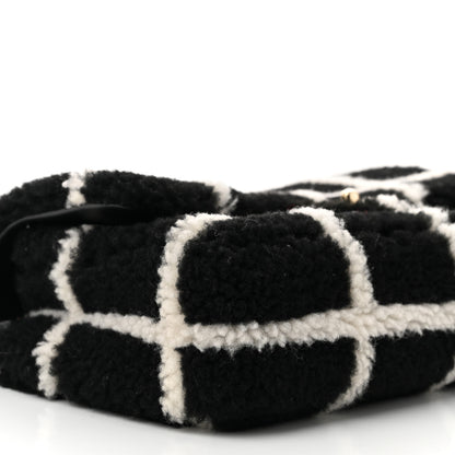 Chanel Shearling Lambskin Large Fluffy Tartan Single Flap Black White 9 of 11