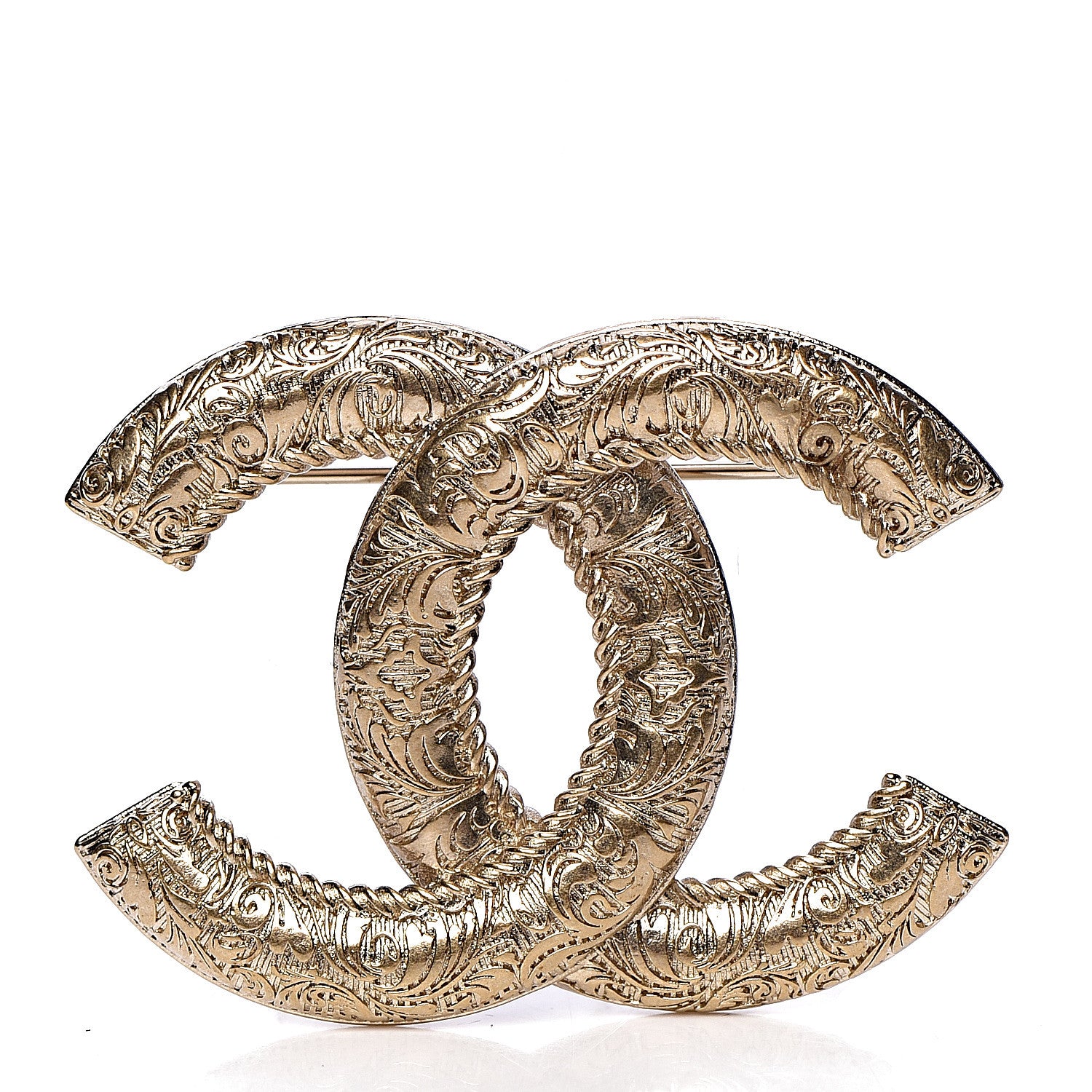 Chanel CC Small Brooch Light Gold 1 of 5