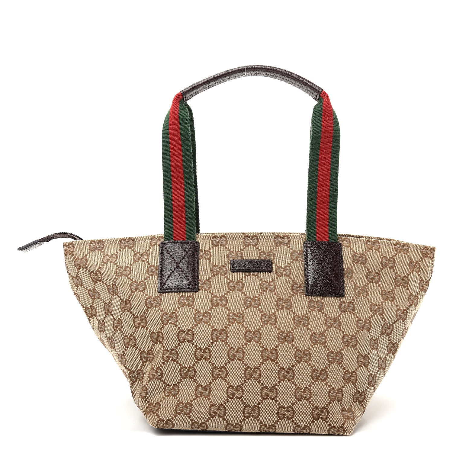Gucci GG Monogram Small Web Handle Bucket Tote Dark Brown 1 of 9