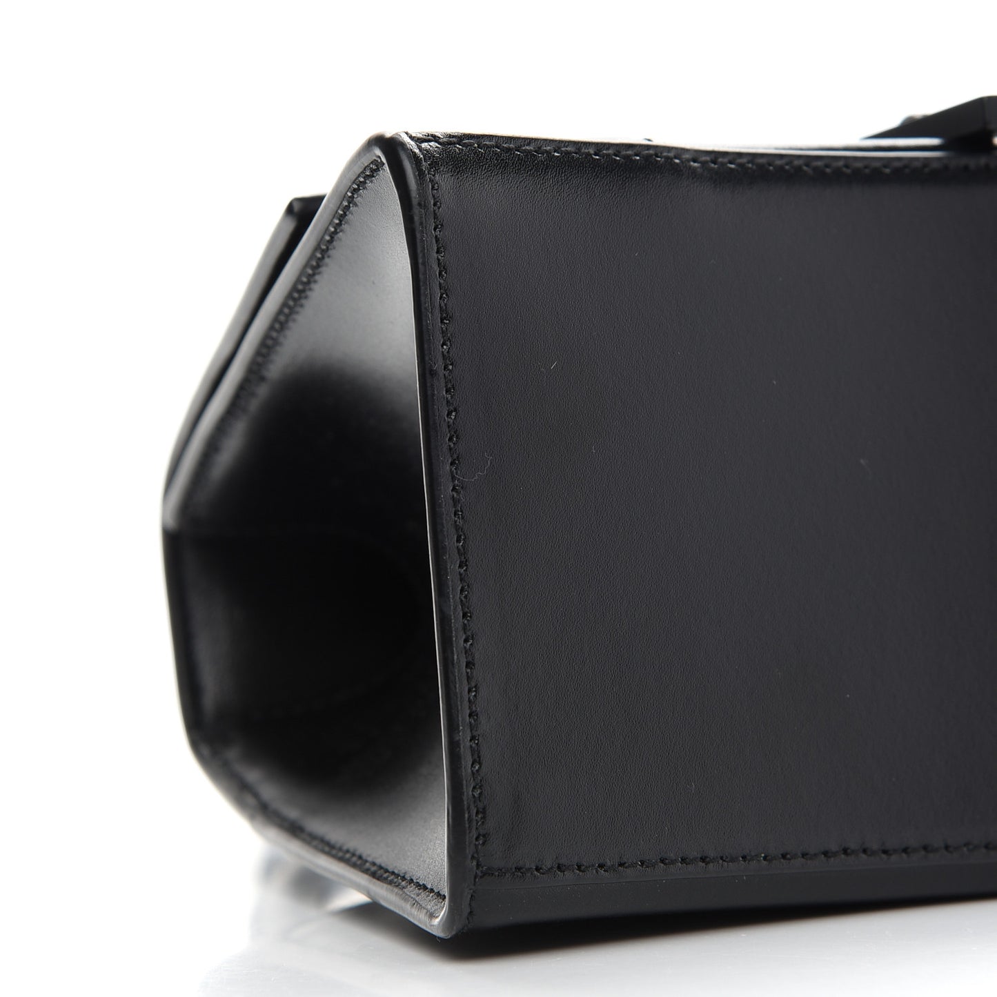 Shiny Box Calfskin Monochrome Small Hourglass Top Handle Bag Black