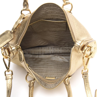 Prada Metallic Vitello Daino Tote Platino 5 of 10