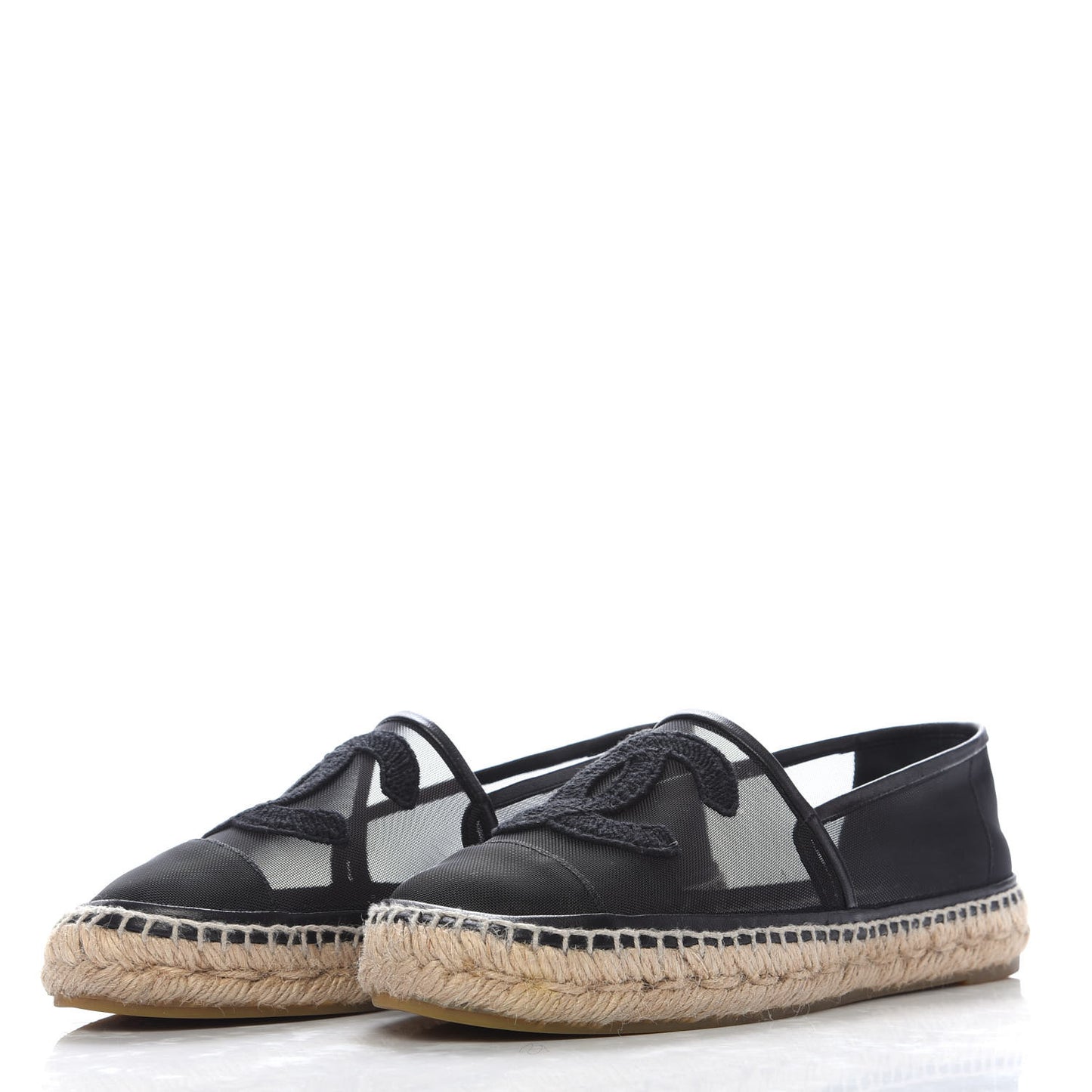 Mesh Grosgrain CC Espadrilles 38 Black