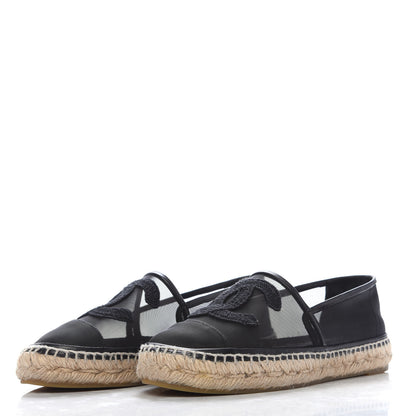 Chanel Mesh Grosgrain CC Espadrilles 38 Black 3 of 9