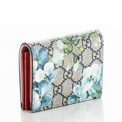 Gucci GG Supreme Monogram Blooms Card Case Beige Blue Navy Hibiscus Red 3 of 7