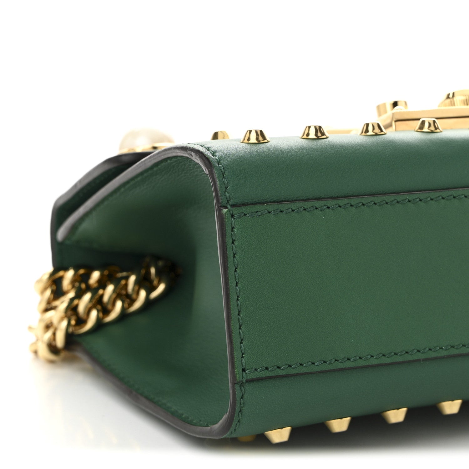 Gucci Calfskin Studded Small Padlock Shoulder Bag Emerald 9 of 12