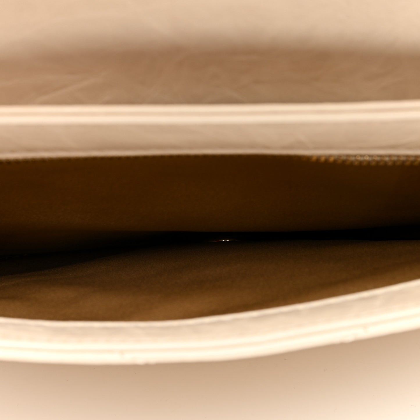 Crumpled Calfskin Chevron Envelope Clutch Ivory