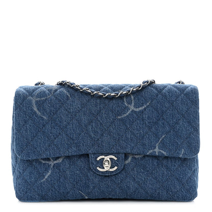 Chanel Denim Quilted CC Print Jumbo Single Flap Blue 1 of 10