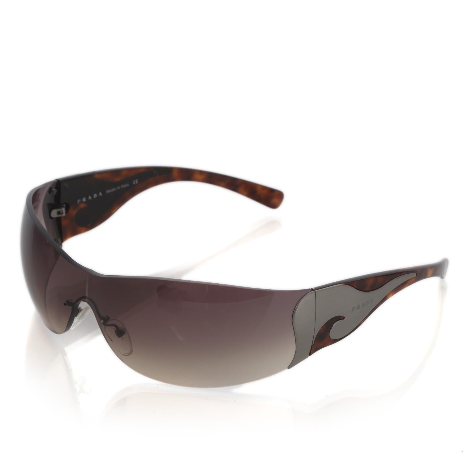 Prada Tortoise Shell Wrap Around Sunglasses SPR 58F 1 of 11
