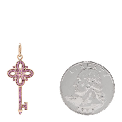 Tiffany 18K Rose Gold Pink Sapphire Mini Victoria Key Pendant 3 of 5