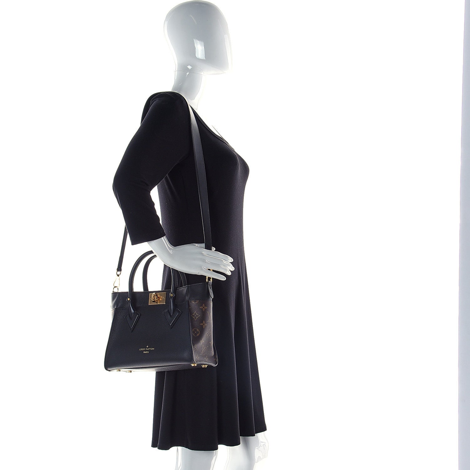 Louis Vuitton Calfskin Monogram On My Side PM Black 2 of 12