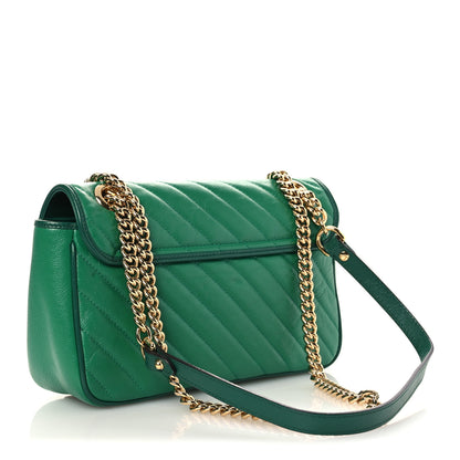 Gucci Azalea Calfskin Enamel Matelasse Diagonal Small Torchon GG Marmont Shoulder Bag New Shamarock Emerald 3 of 15