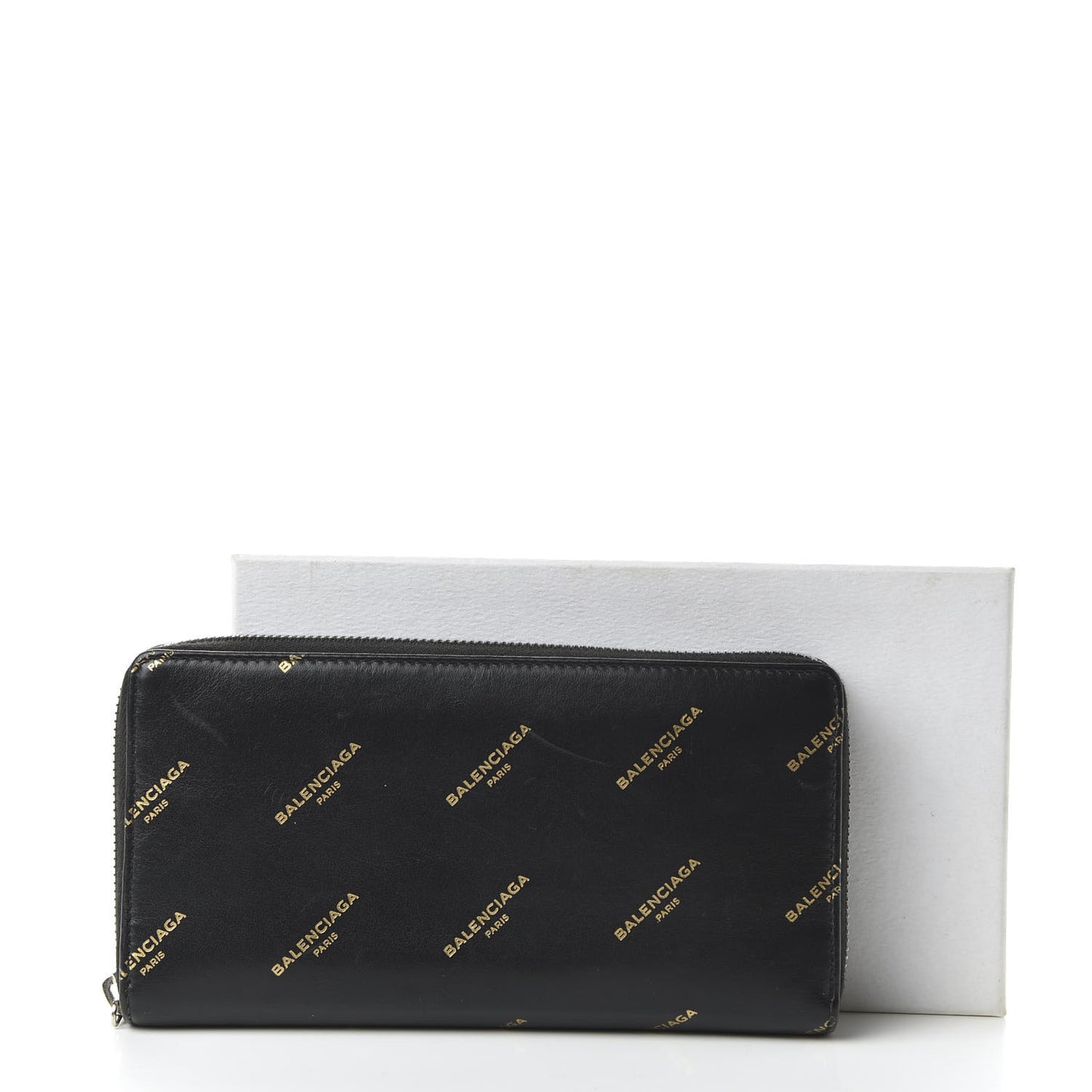 Calfskin Allover Logo Bazar Continental Zip Around Wallet Black Gold