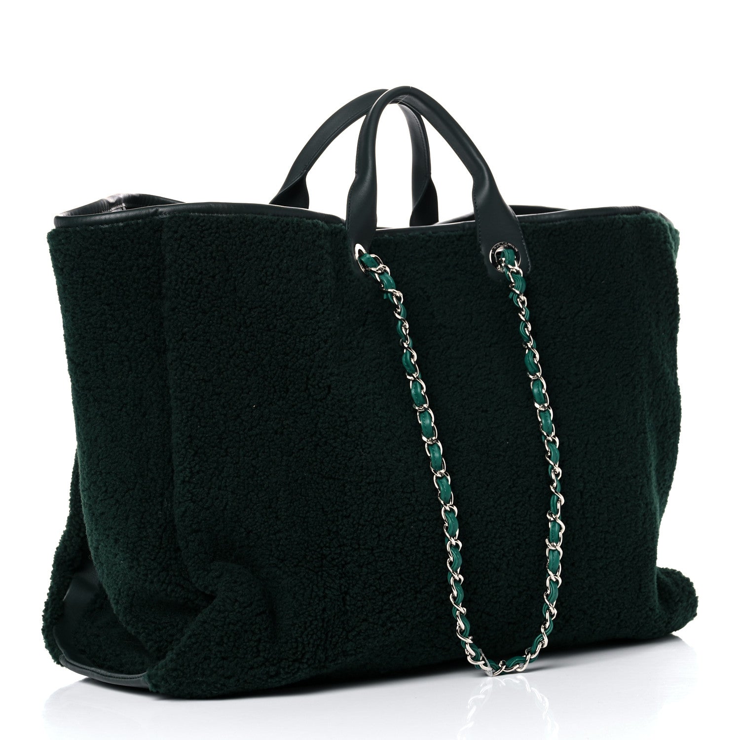 Chanel Shearling Large Deauville Tote Green 2 of 12
