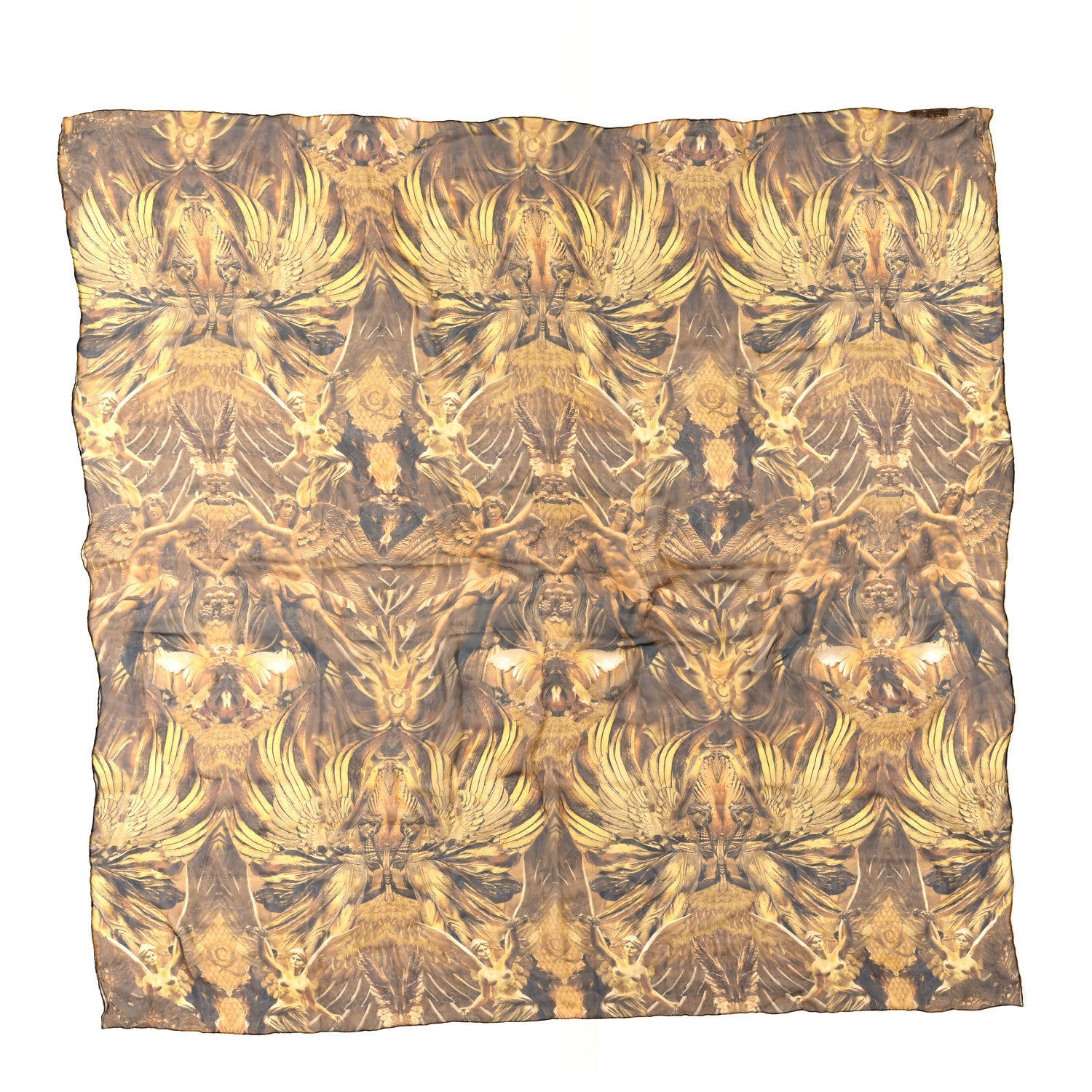 Alexander McQueen Satin Scarf Gold Black 1 of 3