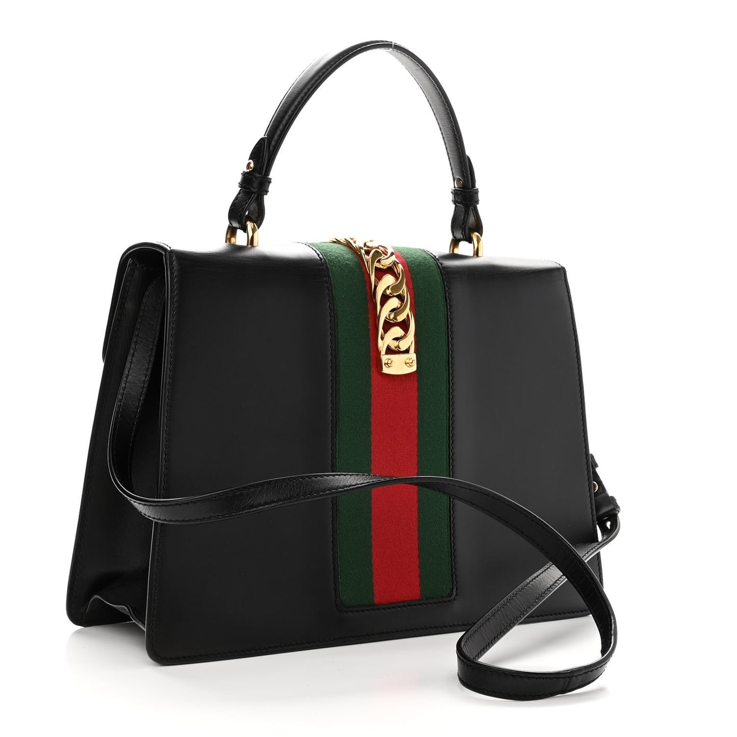 Calfskin Medium Sylvie Top Handle Bag Black