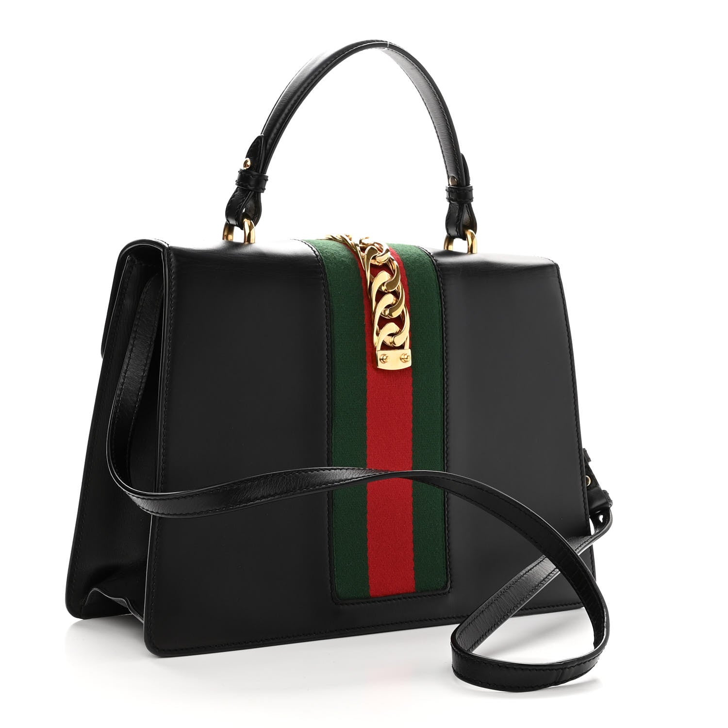 Gucci Calfskin Medium Sylvie Top Handle Bag Black 3 of 10