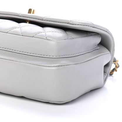 Chanel Calfskin Quilted Top Handle Flap Light Grey 9 of 9