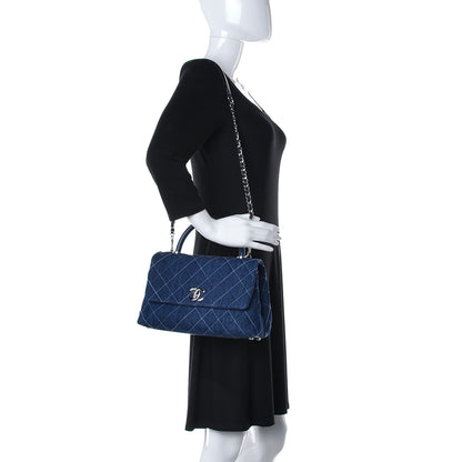Chanel Denim Quilted Small Coco Handle Flap Blue 2 of 13