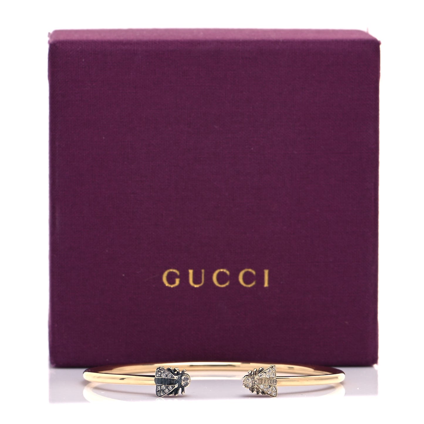 18K Yellow Gold Sterling Silver Gray Diamond Le Marche Des Merveilles Bee Cuff Bracelet