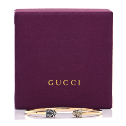 Gucci 18K Yellow Gold Sterling Silver Gray Diamond Le Marche Des Merveilles Bee Cuff Bracelet 5 of 5