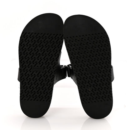 Hermes Calfskin Womens Chypre Sandals 38.5 Black 6 of 10