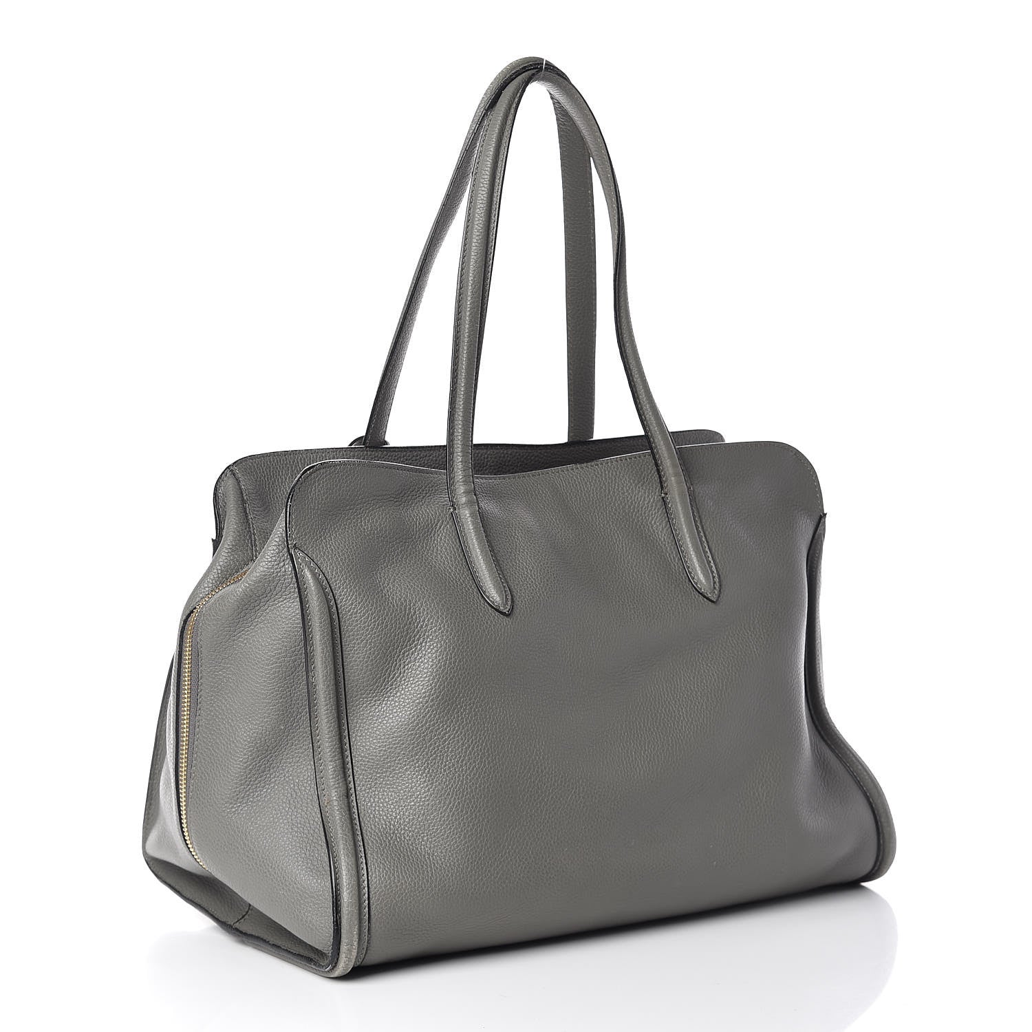Alexander McQueen Pebbled Calfskin Large Skull Padlock Zip Around Tote Dark Grey 3 of 27