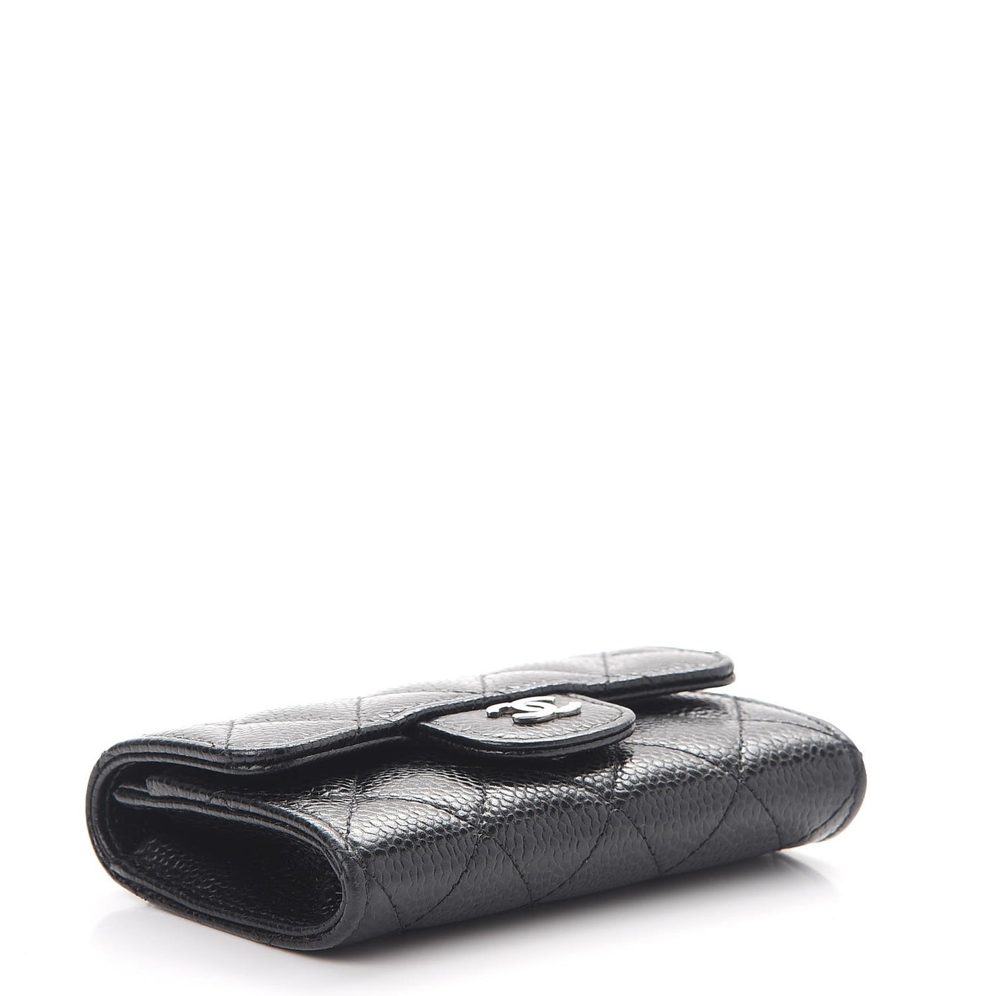 Caviar Quilted Flap Card Holder Black