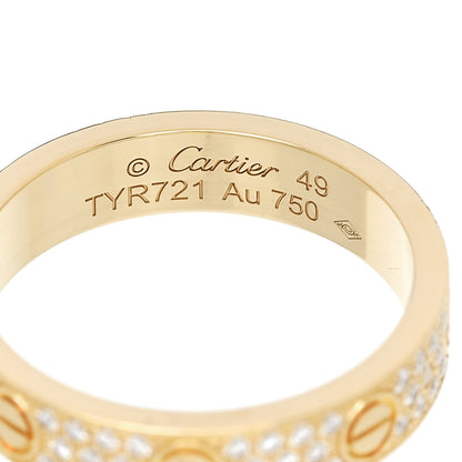 Cartier 18K Yellow Gold Diamond 4mm LOVE Wedding Paved Band Ring 49 5 4 of 5