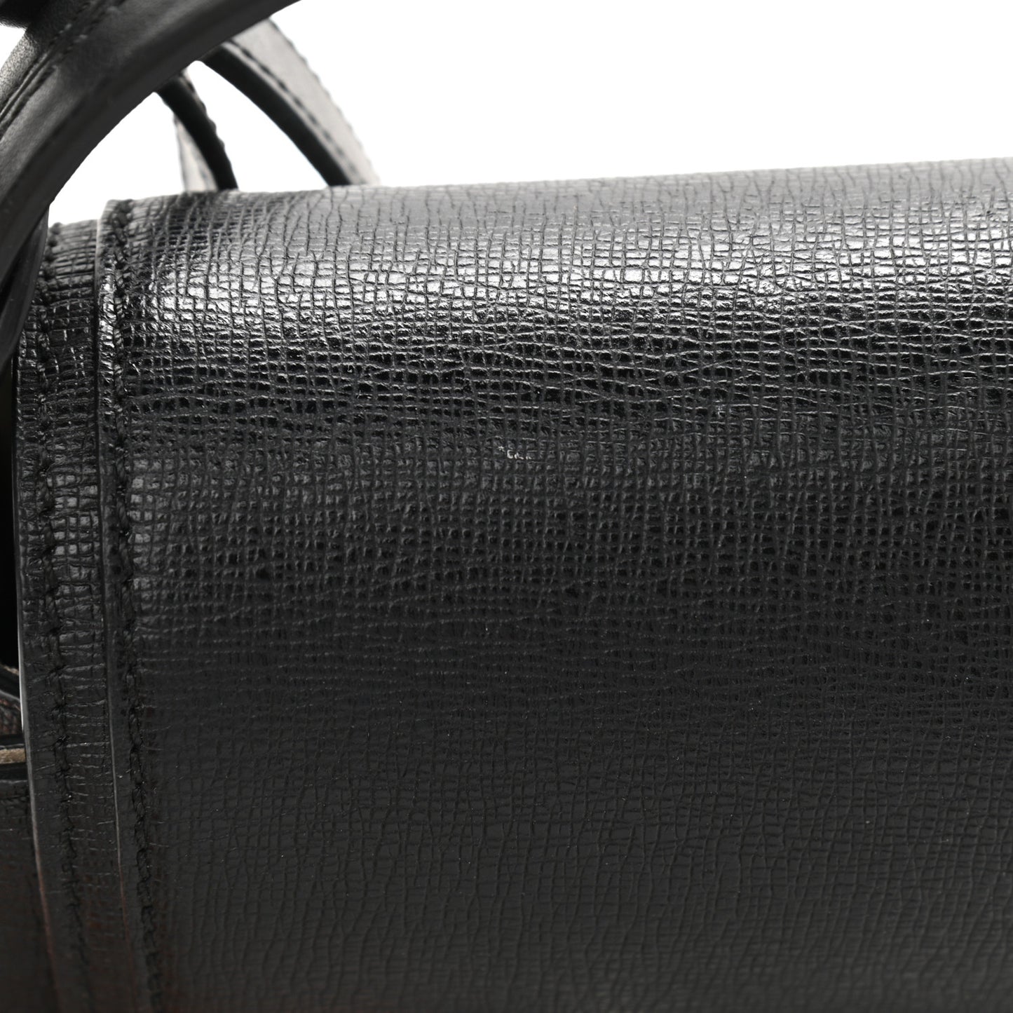 Embossed Grained Calfskin Buckle Trapeze Bag Black