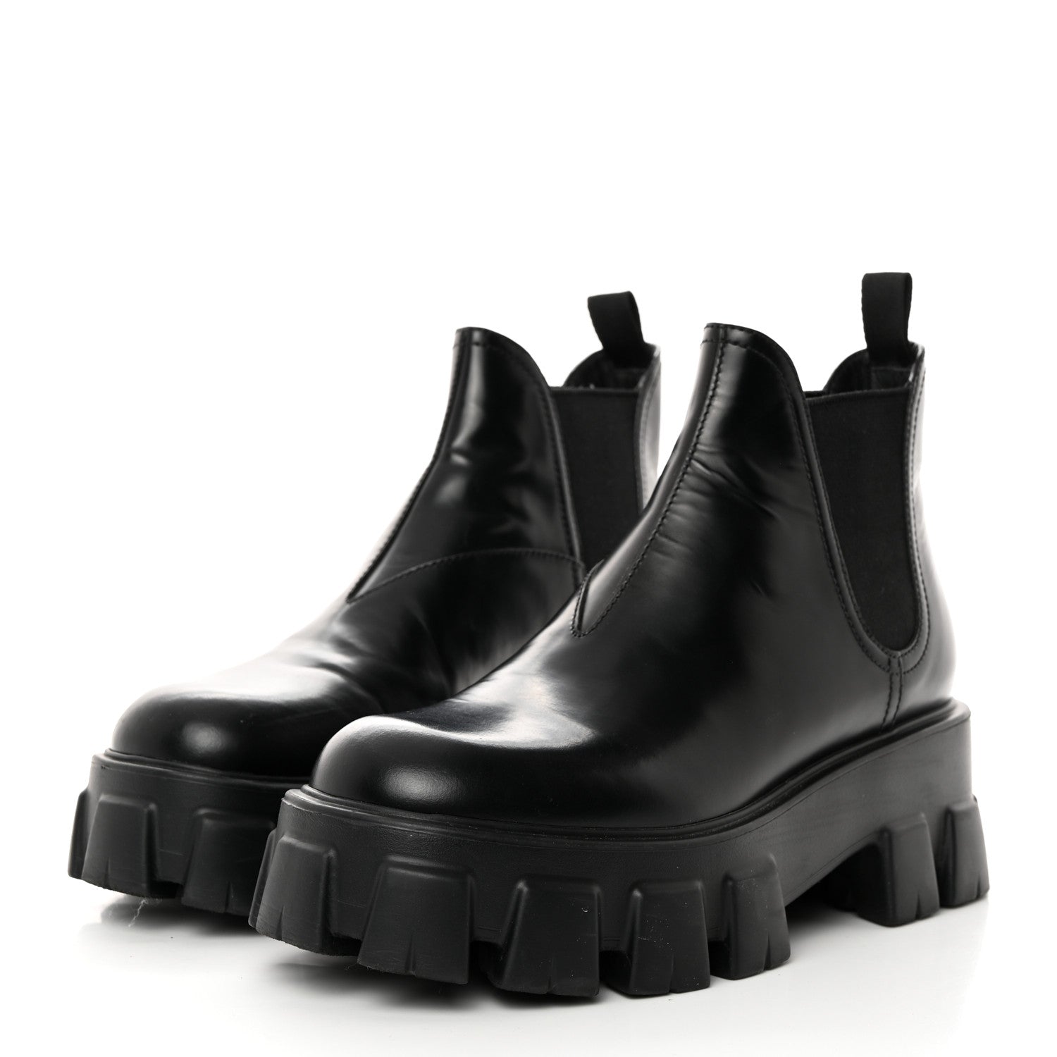 Prada Spazzolato Rois Monolith Chelsea 55mm Ankle Boots 39 Black 3 of 8