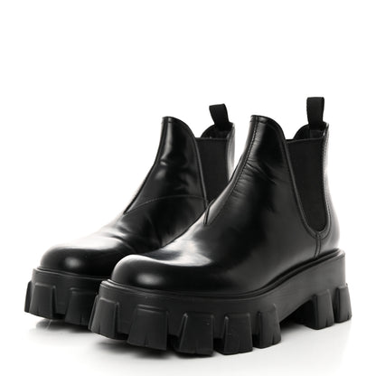 Prada Spazzolato Rois Monolith Chelsea 55mm Ankle Boots 39 Black 3 of 8