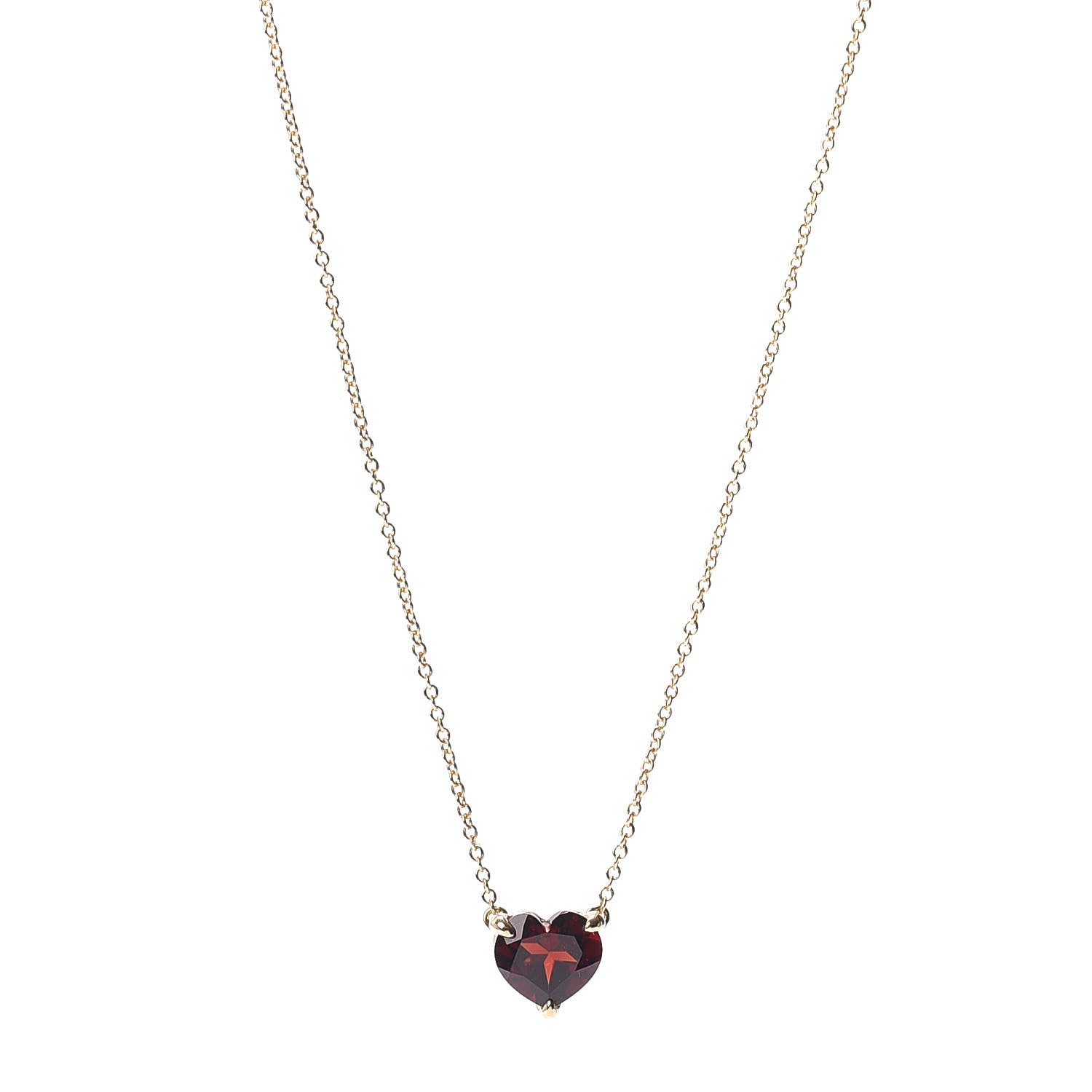 David Yurman 18K Yellow Gold Garnet Heart Pendant Necklace 1 of 4