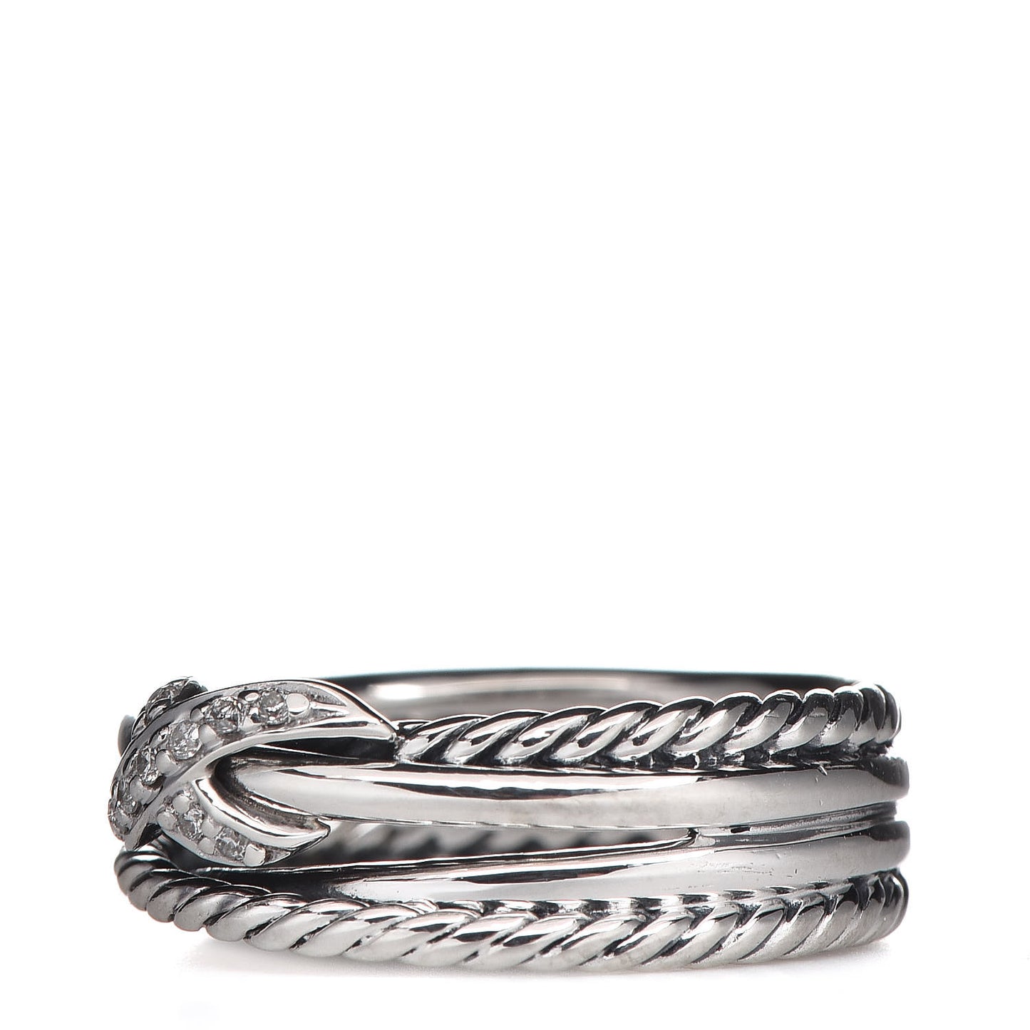 Sterling Silver Diamond X Crossover Ring 49 4.75
