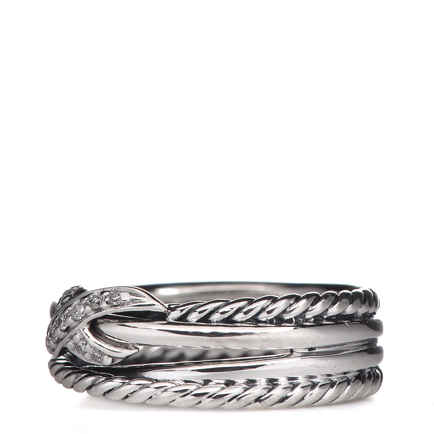 David Yurman Sterling Silver Diamond X Crossover Ring 49 4.75 3 of 5