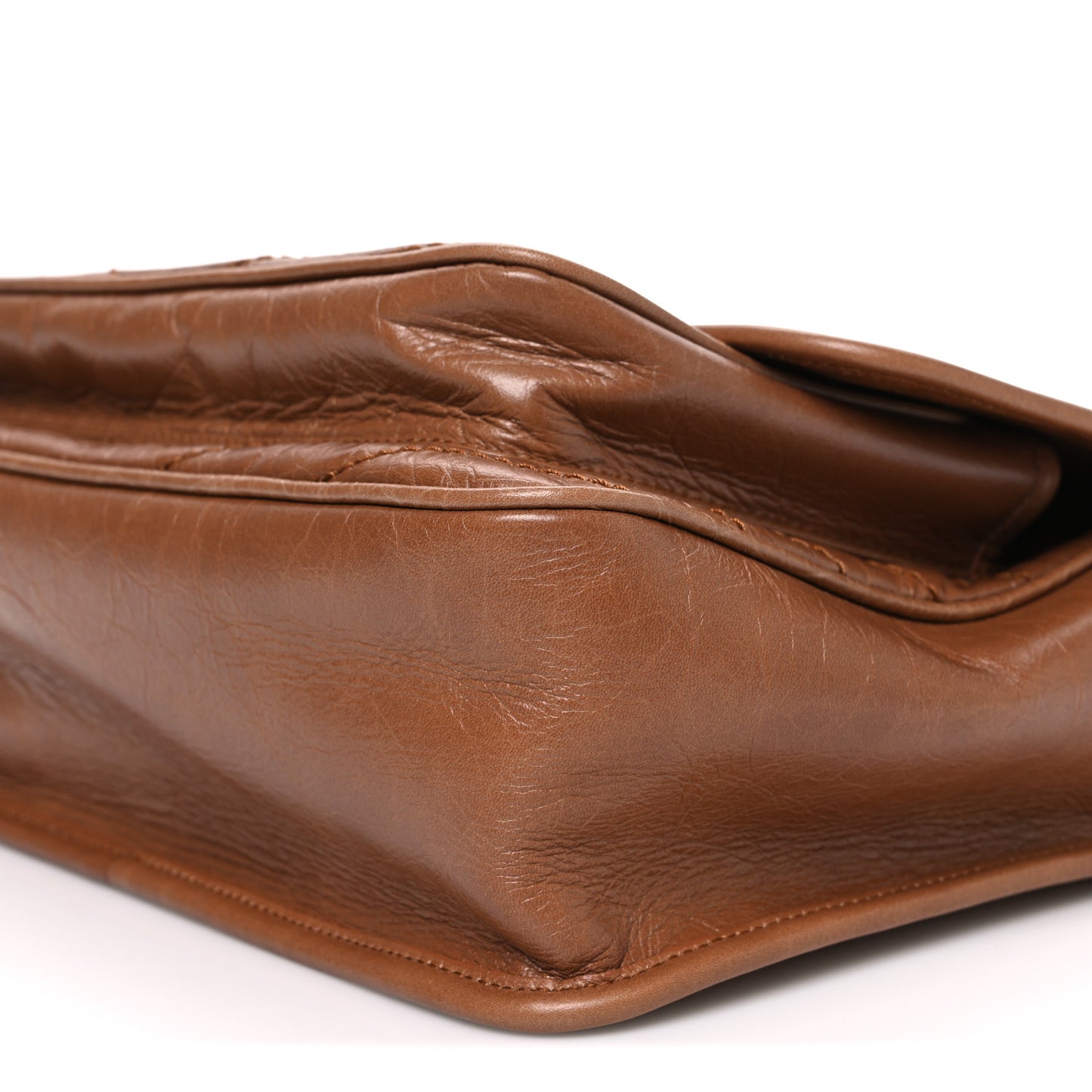 Crinkled Calfskin Matelasse Monogram Medium Niki Chain Satchel Caramel