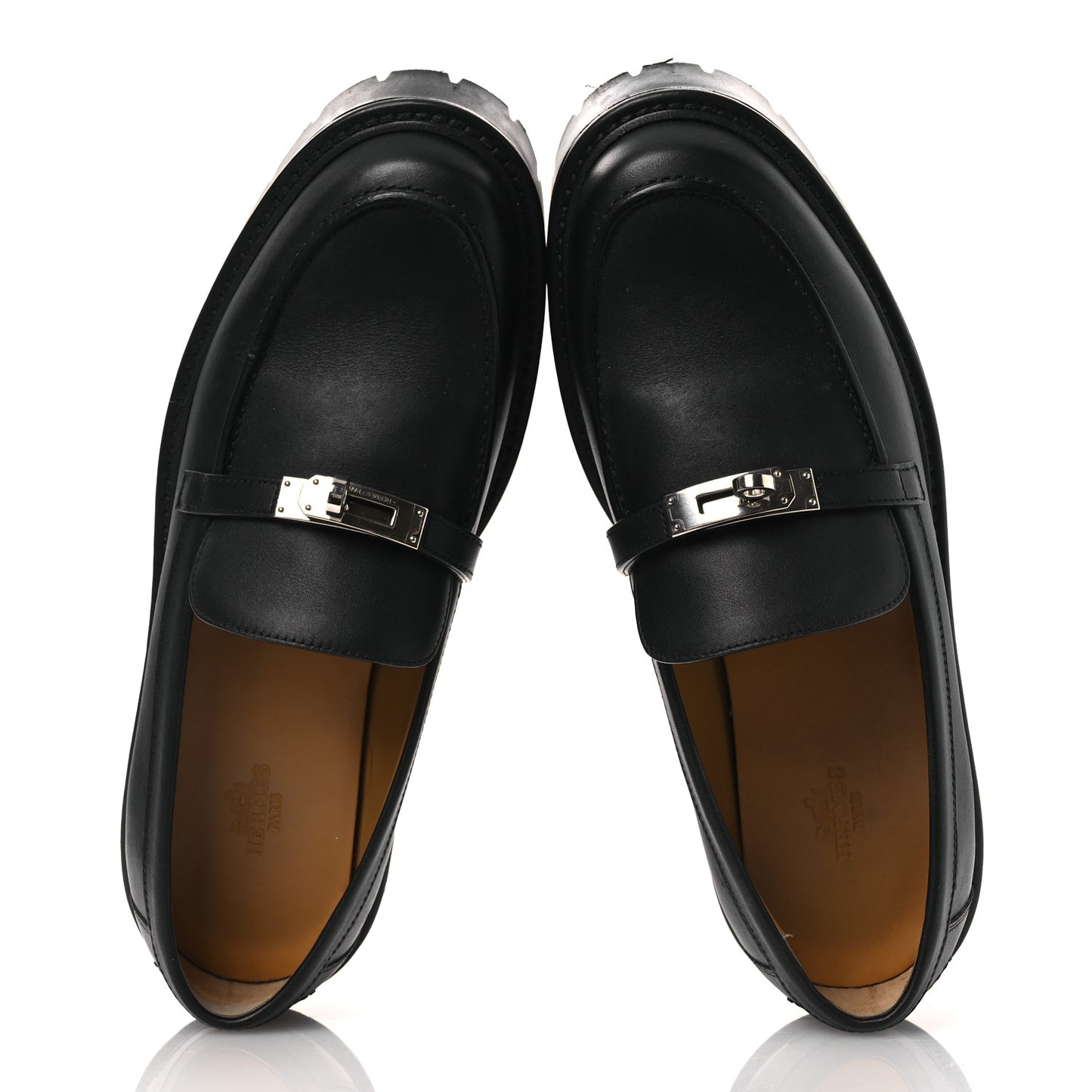 Calfskin Womens Icone Loafers 40 Black