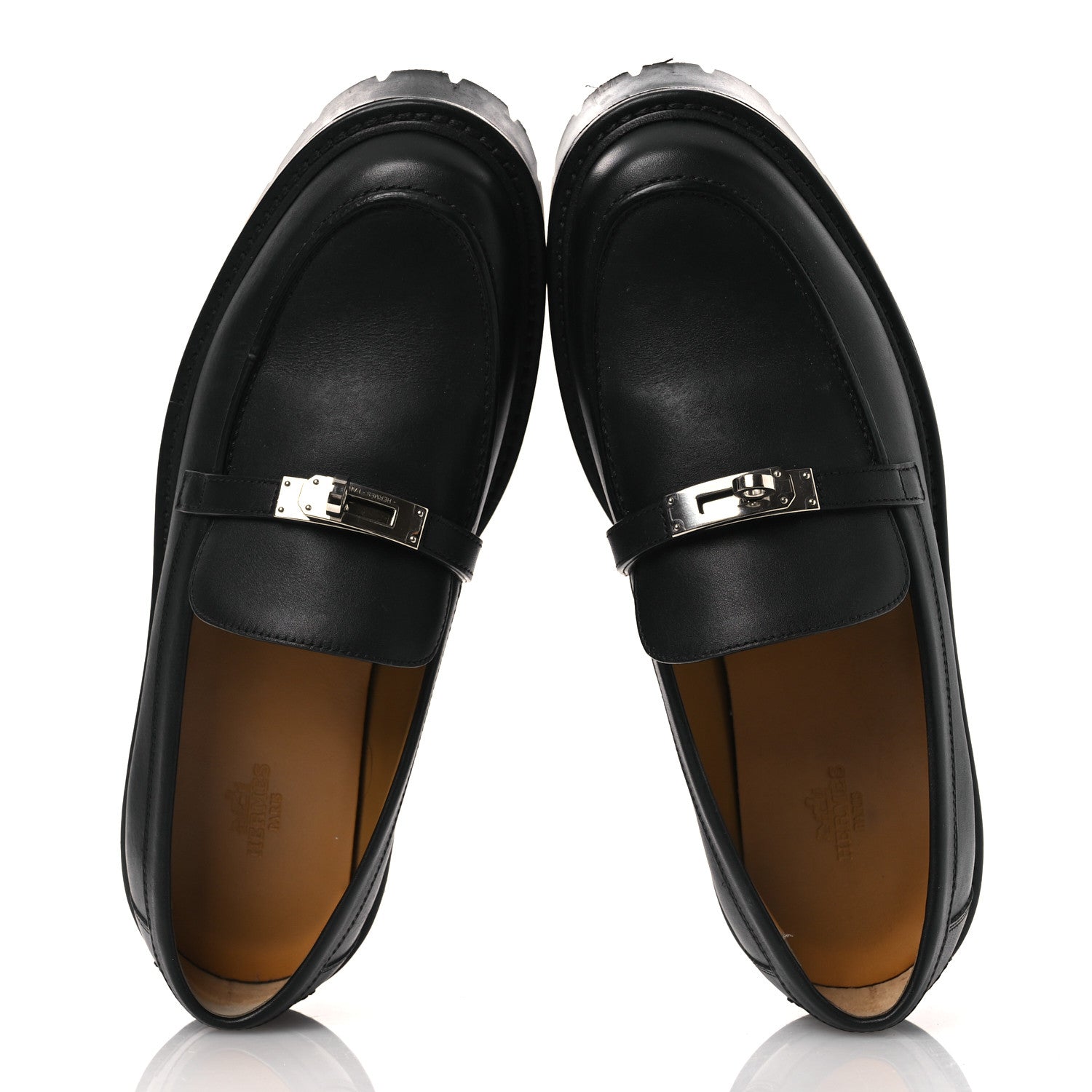 Hermes Calfskin Womens Icone Loafers 40 Black 2 of 13